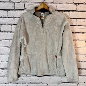 Women's The North Face Sweatshirt Osito 1/4 Zip Pullover Gray Teddy size Large